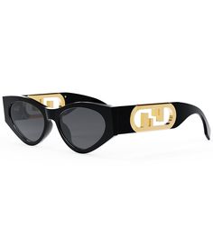 From FENDI&#x2C; the Women's O'Lock 54mm Cat Eye Sunglasses feature:Acetate frameCat eye shapeRx-ableStandard solid lensNon polarizedApprox. 54mm lens - 17mm bridge - 145mm templeImported. Fendi Sunglasses Women, Fendi Sunglasses, Black Cat Eye Sunglasses, Eyewear Womens, Glam Dresses, Eyewear Sunglasses, Cat Eye, Cat Eye Sunglasses, Sunnies