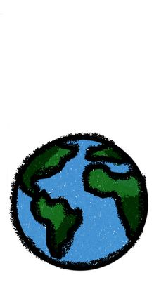 a drawing of the earth in green and blue on a white background with space for text