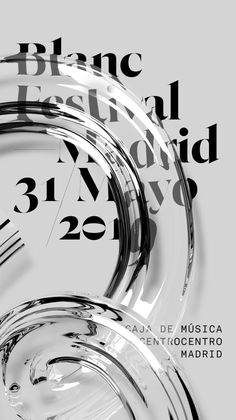 an advertisement for a music festival with abstract shapes and numbers in black and white on a gray background