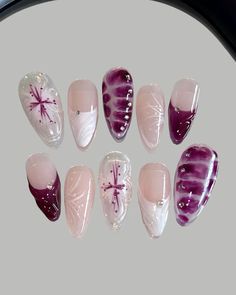 Orchid Nails Design, 3d Purple Nails, Orchid Purple Nails, Blooming Gel Almond Nails, 3d Orchid Nails, Blooming Effect Nails, Orchid Nail Art, Orchid Nail Designs, Blooming Gel Flowers