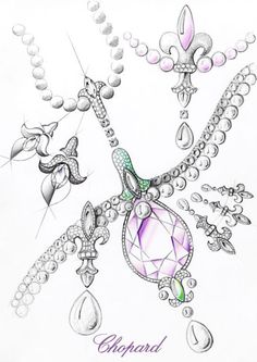 a Sketch Jewelry, Jewelry Drawings, Jewellery Rendering, Jewellery Drawing, Drawing Jewelry, Jewellery Sketch, Jewel Drawing, Jewellery Illustration, Chopard Jewelry