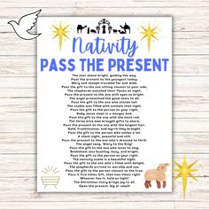 a nativity pass the present printable for kids to use on their own wall