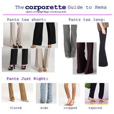 How to Look Stylish in a Pants Suit - Corporette.com Pants Outfits, How To Hem Pants, Summer Pants, Comfortable Heels, Pantalon Large, Work Clothes, Working Woman, Pants Length, Business Attire