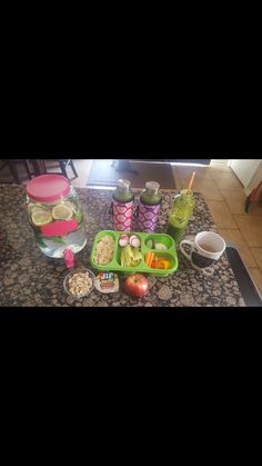 the food is prepared and ready to be eaten on the counter top in the kitchen