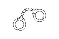 a black and white line drawing of two handcuffs