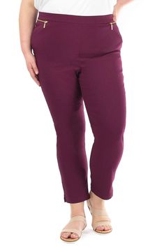 Nina Leonard Straight Leg Pull-On Pants | Nordstromrack Non-stretch Straight Leg Pants With Zipper Closure, Workwear Cropped Leg Pull-on Pants, Business Casual Bottoms With Pull-on Style And Cropped Leg, Cropped Leg Pull-on Work Pants, Business Casual Cropped Leg Pull-on Pants, Pull-on Cropped Pants For Work, Cropped Leg Pull-on Pants For Work, Spring Tapered Leg Bottoms With Zip Fly, Comfort Stretch Ankle-length Pants For Spring