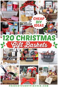 christmas gift baskets with text overlaying the top