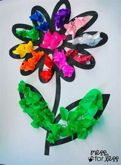 tissue paper flower made with scissors and colored crepe