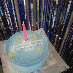 a birthday cake with a candle on it