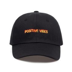 Positive Vibes Dad Hat Embroidered Baseball Cap – Jersey Junkiez Baseball Hat Design, Streetwear Caps, Design Streetwear, Best Caps, Hip Hop Cap, Dad Fashion, Hat Design, Cap Men, Baseball Caps Mens