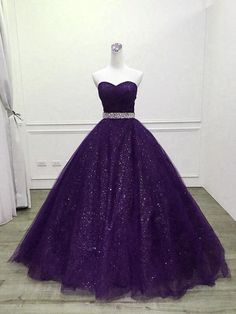 Purple Gorgeous Shiny Tulle Beaded Sweetheart Ball Gown Formal Dresses, Purple Sweet 16 Dresses Sequins Prom Dress, Blue Ball Gown, Sparkle Prom Dress, Blue Ball Gowns, Prom Dress Evening, 파티 드레스, Blue Sparkle, Sequin Prom Dress, Blue Tulle