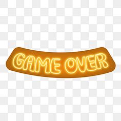 an orange game over neon sign with the word game over on it's side