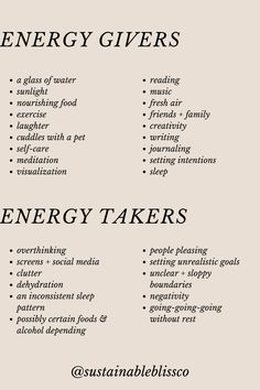 Energy Givers, Mental And Emotional Health, Self Care Activities, Calisthenics, Self Improvement Tips, Emotional Health, Self Development