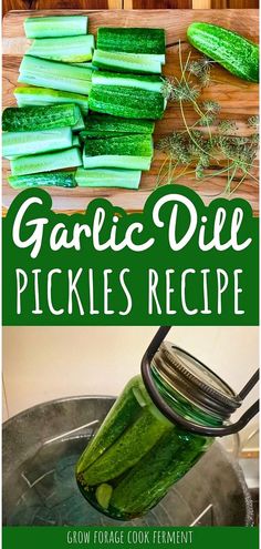 garlic dill pickles recipe with text overlay