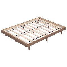 a bed frame with wooden slats on top and no mattress in the bottom part