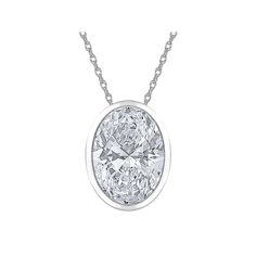 Elegance abounds with this Diamond Medley 14k White Gold 1 Carat T.W. lab-grown diamond solitaire pendant necklace. Click on this JEWELRY & WATCHES GUIDE to learn about fit, styles, materials and more! Elegance abounds with this Diamond Medley 14k White Gold 1 Carat T.W. lab-grown diamond solitaire pendant necklace. Click on this JEWELRY & WATCHES GUIDE to learn about fit, styles, materials and more! BENEFITS OF LAB-GROWN DIAMONDS Offer essentially the same physical, chemical and optical propert Timeless White Gold Oval Pendant Diamond Necklace, Classic Sterling Silver Diamond Necklace With Oval Pendant, Silver Classic Solitaire Necklace With Oval Pendant, Classic Silver Solitaire Necklace With Oval Pendant, Timeless Silver Oval Solitaire Necklace, White Gold Solitaire Necklace With Oval Diamond Pendant, White Gold Oval Pendant Diamond Necklace With Prong Setting, Silver Solitaire Necklace For Formal Events, Fine Jewelry Silver Solitaire Necklace For Formal Occasions