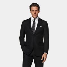 This elegant black Havana suit offers a streamlined silhouette, featuring notched lapels, and flap pockets it creates a sharp, modern look for any occasion. Sleek Semi-formal Pantsuit With Pressed Crease, Sleek Formal Pantsuit With Lapel Collar, Sleek Pantsuit With Lapel Collar For Formal Occasions, Classic Black Pantsuit For Semi-formal Occasions, Tailored Suit With Lapel Collar For Black Tie Events, Sleek Evening Suit With Suit Collar, Evening Suits With Notch Lapel And Pressed Crease, Sleek Business Pantsuit With Lapel Collar, Sleek Formal Pantsuit With Pressed Crease