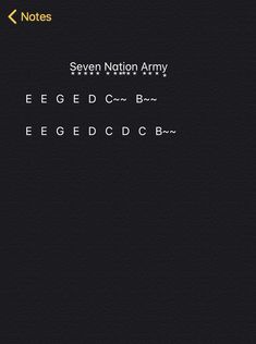 an image of the screen with some type of text on it that says seven nation army