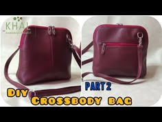 two pictures of a cross body bag with zippers