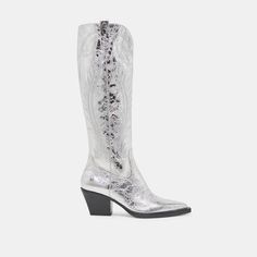 RYATT EXTRA WIDE CALF BOOTS SILVER DISTRESSED LEATHER Knee-high Spring Boots With Leather Sole, Silver Fitted Boots With Reinforced Heel, Spring Knee-high Boots With Leather Sole, Luxury Boots With Branded Heel Counter For Spring, Luxury Medium Width Boots For Spring, Silver Leather Knee-high Boots, Luxury Closed Toe Boots For Spring, Silver Casual Boots For Spring, Casual Silver Boots For Spring