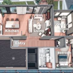 an aerial view of a two bedroom, one bathroom and living room in a house