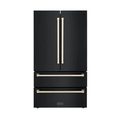 ZLINE 36" Autograph Edition 22.5 cu. ft Freestanding French Door Refrigerator with Ice Maker in Fingerprint Resistant Black Stainless Steel with Accents Counter Depth Fridge, Counter Depth French Door Refrigerator, Zline Kitchen, Large Fridge, Fridge Shelves, Counter Depth Refrigerator, Dual Fuel Ranges, Luxury Experience, Counter Depth