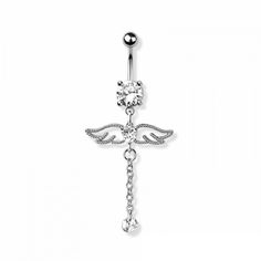 PRICES MAY VARY. STYLE: CZ Crystal Angel Wings with Dangling Chain Belly Button Ring MATERIAL: 316L stainless steel, alloy, and cubic zirconia crystals GAUGE/BAR THICKNESS: 14GA (1.6mm) BARBELL LENGTH: 3/8" (10mm) Nickel-free Stainless Steel Silver Body Jewelry, Nickel-free Silver Stainless Steel Body Jewelry, Silver Stainless Steel Body Jewelry, Silver Stainless Steel Belly Ring, Silver Stainless Steel Round Belly Ring, Crystal Gauges, Crystal Angel, Crystal Angels, Body Jewelry Piercing