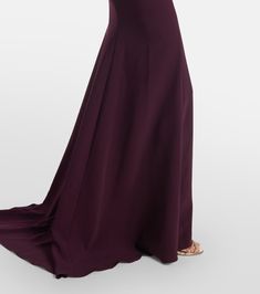 Layla crystal-embellished crêpe gown in purple - Jenny Packham | Mytheresa Formal Pre-draped Crepe Dress, Crepe Maxi Dress For Gala, Elastane Maxi Prom Dress, Formal Floor-length Crepe Dresses, Elegant Crepe Maxi Dress For Evening, Elegant Evening Crepe Maxi Dress, Elastane Maxi Evening Dress For Prom, Formal Crepe Maxi Dress, Floor-length Maxi Dress With Flattering Silhouette For Weddings