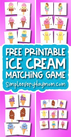 an ice cream matching game with the words, free printable ice cream matching game