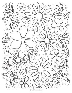 an image of flowers that are in the middle of a coloring page for adults and children