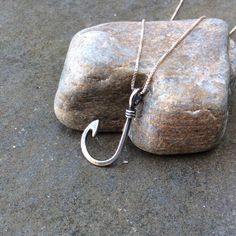 Sterling silver jewelry Sterling silver fish by FatCatsOnTheBeach Tie Gift Box, Cool Necklace, Fish Hook Necklace, Hook Necklace, Silver Fish, Sparkly Things, Jewelry Sterling Silver, Cool Necklaces, Sea Glass Jewelry