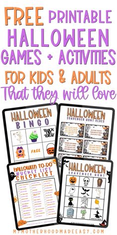 free printable halloween games and activities for kids and adults that they will love