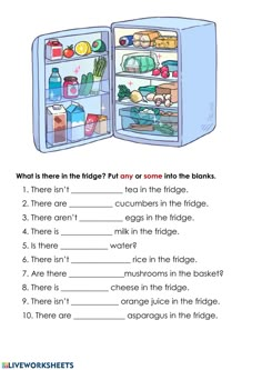 an open refrigerator is shown with the words what is there in the fridge? or some like