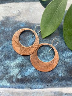 Large, bold hammers copper hoop earrings with sterling silver earwires. Length: 2 inches  Ready to ship in 1-3 business days. Hammered Copper, Hammers, Jewelry Earrings Dangle, Etsy Earrings, Dangle Drop Earrings, Dangle Earrings, Jewelry Design, Hoop Earrings, Jewelry Earrings