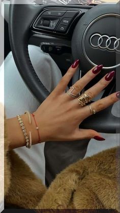 Indulge in the rich, romantic hue of cherry wine nails, perfect for adding a touch of sophistication to any look, day or night. Nails Inspiration Dark, Red Ring, Burgundy Nails