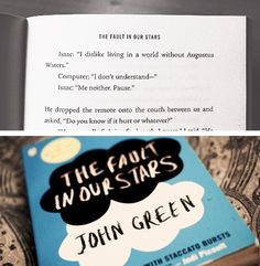 the fault in our stars by john green and an open book on top of money