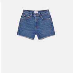 Brand New Size 27/ Us 4 Zara Mid-rise Jean Shorts, Zara Mid-rise Jean Shorts In Medium Wash, Zara Mid-rise Dark Wash Shorts, Zara Mid-rise Medium Wash Jean Shorts, Zara Dark Wash Mid-rise Shorts, Zara Blue Mid-rise Jean Shorts, Zara Dark Wash Jean Shorts, Zara Skort, Mom Denim