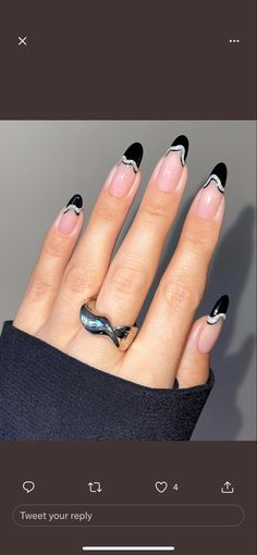 Nail Designs To Go With A Black Dress, Black Nail Art With Glitter, Silver And Black Nail Ideas, Silver Ball Nails, Black And Silver Prom Nails Almond, Nails For Black Hoco Dress, Silver Black And White Nails, Black And Silver Nail Designs For Prom, Black And Sliver Nails For Prom Design