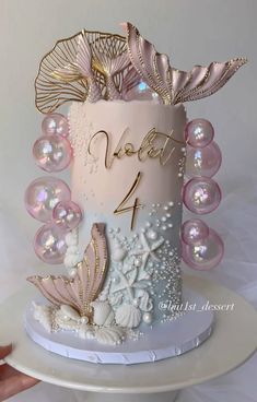 Ocean Cakes, Birthday Cake Decorating Ideas, Mermaid Birthday Party Decorations, Mermaid Theme Birthday Party, Mermaid Birthday Cakes, Girly Cakes, 4th Birthday Cakes, Sea Cakes, Elegant Birthday Cakes