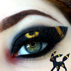 Umbreon Costume Diy, Pokemon Eye Makeup, Pokemon Makeup Looks, Umbreon Cosplay Makeup, Evee Pokemon Makeup, Pikachu Halloween