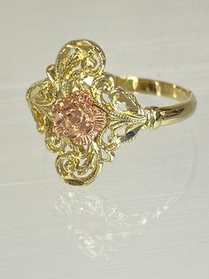 10K Yellow Rose Gold Floral Filigree Lacy 15mm Delicate Womens Ring Size 6.5 Ring Size: 6.5 Metal Purity: 10K  Metal Type: Yellow Rose Face Width: 15mm Sizable:  Yes Weight: 1.7g J0713 Prompt FREE Shipping FREE Easy Returns Gold Nugget Ring, Unique Gold Rings, Rose Face, Floral Filigree, Pretty Jewelry Necklaces, 10k Gold Ring, Womens Ring, San Jacinto, Classy Jewelry