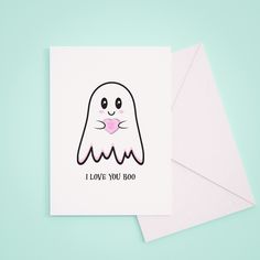 a greeting card with a cartoon character on the front and an i love you boo inside