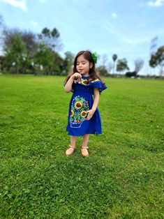 Beautiful BLUE Embroidered Mexican  Toddler Dress Sizes: Size 1, 2 Toddler and 4, 6, 8 Please remember that they are handmade dresses and You may receive flowers and thread colors different than the ones in the picture. The Model is 3yrs Old and she is wearing a size 4.  Thank you for visiting my shop! Gracias Por visitar nuestra tienda ! HABLO ESPAÑOL :) contactanos para cualquier Pregunta. EVERYTHING IN MY SHOP IS READY TO SHIP - NO PRE-ORDERS- NO CUSTOM ORDERS. FREE SHIPPING TO USA ORDERS ( standard shipping only ) NO REFUNDS / NO CANCELLATIONS FOR ORDERS ALREADY SHIPPED. The delivery Address can't be changed after shipment. NO REFUNDS if packages go to old, or wrong addresses. It is the buyer's responsibility to check address delivery before checkout. NO REFUNDS for lost or stolen pack Cute Blue Embroidered Dress, Dress Traditional, Mexican Dress, Mexican Girl, Sweet Pic, Children Fashion, Traditional Mexican, Mexican Dresses, Handmade Gift Wrap