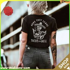 Halloween Women Fashion Back Skull Letter Print Round Neck Short Sleeve T-shirt Be A Lady, But Did You Die, Pretty Eyes, A Lady, Halloween Women, Looks Style, New Print, Powerful Women