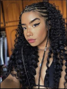 sew in with two braids in the front, different braid ideas, sew in hairstyles Curly Braided Hairstyles, Tan Skin Blonde Hair, Sew In Hairstyles, Cute Curly Hairstyles, Cute Braided Hairstyles, Braided Ponytail Hairstyles, Braids With Curls, Girls Hairstyles Braids, Girls Braids