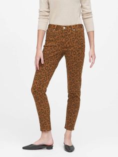 Banana Republic Mid-Rise Skinny Leopard Jean Leopard Jeans, Leopard Print Pants, Vintage Denim Jeans, Fashion Petite, Banana Republic Jeans, Fall Fashion Trends, Colored Denim, Wide Leg Denim, Black Skinnies