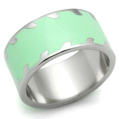 Description Leave no stone unturned to impress your loved one! This beautiful band ring will be a remarkable addition to your jewelry collection. Beautifully designed in a vibrant green epoxy, the lovely stainless steel ring has a high-polished finish. It will be an ideal choice for all occasions. Product Features: Stainless steel ring with green epoxy for women Band style: straight High polished band - no plating Made from highly corrosive resistant TK316 stainless steel Ring size: women's 5 Weight (approx): 5.40 (g) Material(s): stainless steel/epoxy Pack of 3 Product Specifications Weight Width Height Depth 0.01 LBS 3.00" 3.00" 3.00" Warning: CHOKING HAZARD-Small Parts Adult Supervision Required. Stackable Ring Sets, Luxe Jewelry, Trendy Fashion Jewelry, Stainless Steel Ring, Stainless Steel Rings, Steel Ring, Antique Rings, Stone Jewelry, Fashion Rings