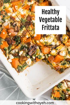 healthy vegetable frittata with text overlay