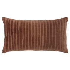 a brown striped pillow on a white background