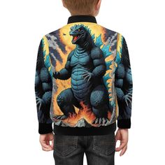 Kinder Bomber Jacke mit Taschen Godzilla Gojira Kaiju von UrbanShopEU auf Etsy Godzilla Birthday, Tracksuit Jacket, Kids Jacket, Godzilla, Daily Wear, Quality Fabric, Everyday Wear, Bomber Jacket, Favorite Outfit